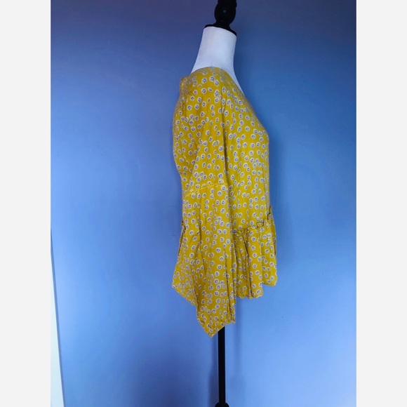 Anthropologie Pleione yellow floral ruffle blouse - Picture 5 of 6